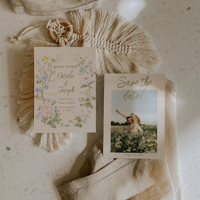 Hand Written Floral Wreath Summer Photo Wedding Spara Datumet (Skapare uppladdad)