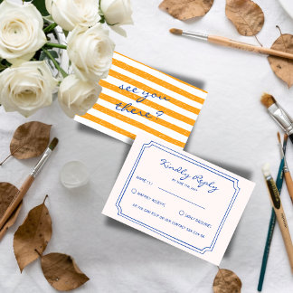 Hand Written Pinstripes Painted Italian Wedding  OSA Kort