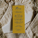 Hand Written Yellow Blue Italian Wedding Meny<br><div class="desc">A colorful retro funky modern blue and yellow written menu . And hand drawn yellow and blue. Perfect and matching with the whole suite. wedding dinner menu. Which features chic template design of boho vintage yellow background and blue typography.</div>