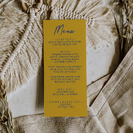 Hand Written Yellow Blue Italian Wedding Meny