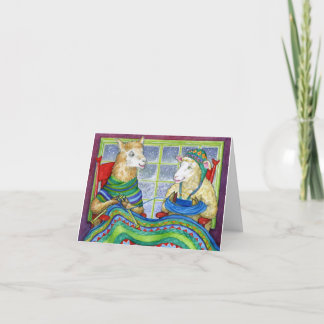 Handarbetefår & Llama Helgkort