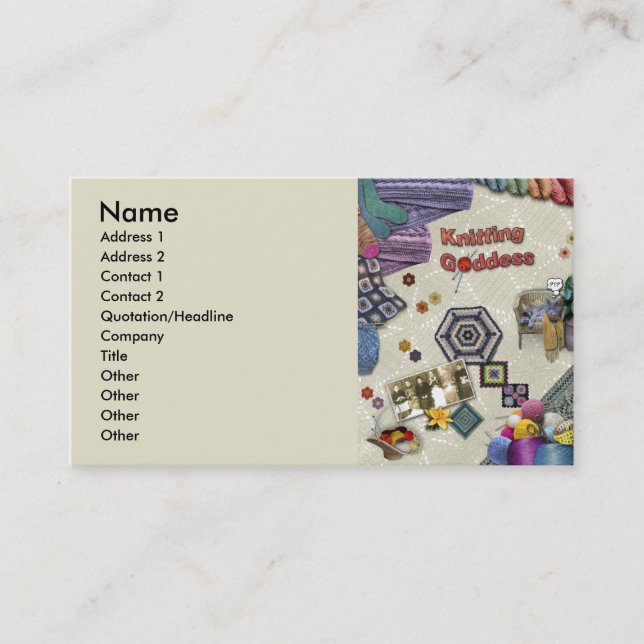 Handarbetegudinna Visitkort (Framsida)