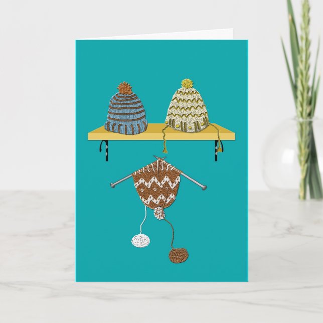 Handarbetehattar för jul helgkort (Framsida)