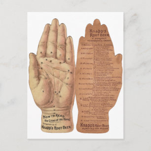 Handavläsning av Palmistry vintage Handflatan Linj Vykort