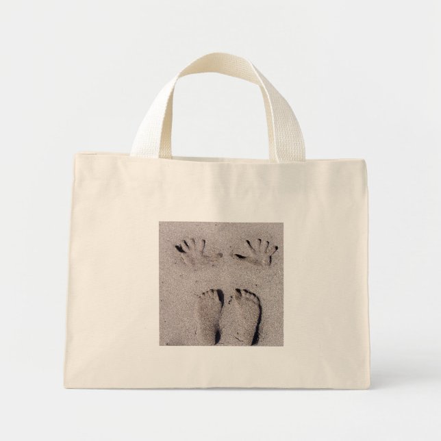 Handavtryck och Foetavtryck i Florida-strand Mini Tygkasse (Framsidan)