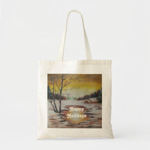 Handbag Ann Hayes Painting Winter Scene Tygkasse