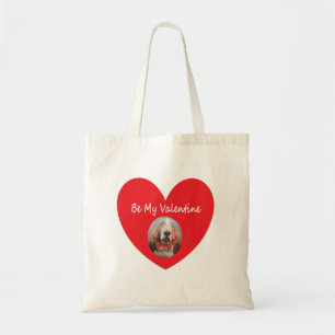 Handbag Basset Hound Red Heart är min Valentine Tygkasse
