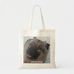 Handbag German Shepherd in Snö Smiling Tygkasse