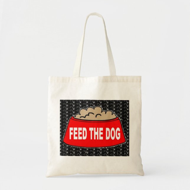 Handbag Hund Food Bowl Red Matar Hund on Black Tygkasse (Framsidan)