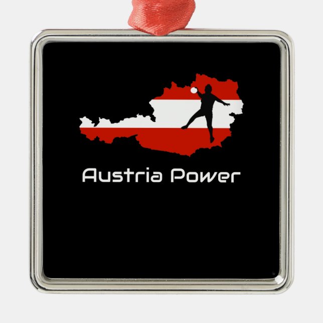 Handball - Austria Power Austria Shirt Julgransprydnad Metall (Framsidan)