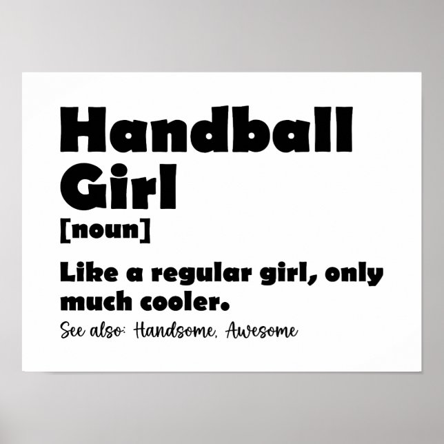 Handball Girl Dictionary Definition Funny Handball Poster (Framsidan)