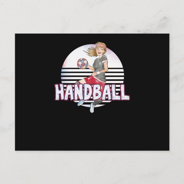 Handball Girl Paint Aiming Ball Throwing Team Spor Vykort (Framsida)