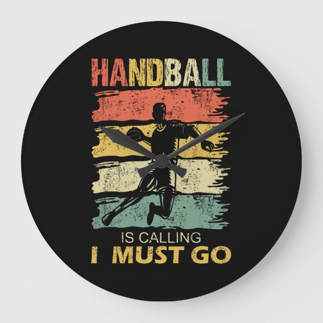 Handball is Calling Slogan Funny Retro Stor Klocka (Framsida)