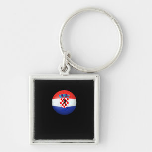 Handball - Kroatien Flagga Tournament Shirt Fyrkantig Silverfärgad Nyckelring