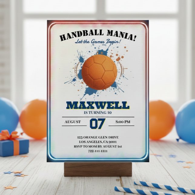 Handball Mania Birthday Invitation Inbjudningar (Skapare uppladdad)