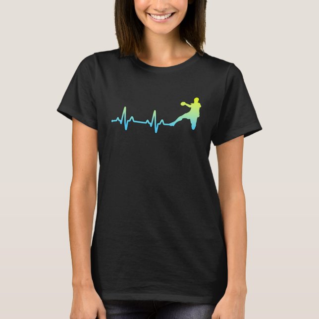 Handball Player Fans Coach Heartbeat T Shirt (Framsida)