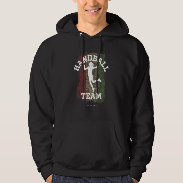 Handball Player Hungary Flag Sports Womens Handbal Hoodie (Framsida)