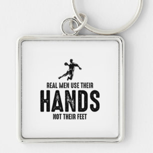 Handball Player Sport Team Handballer Funny Say Fyrkantig Silverfärgad Nyckelring
