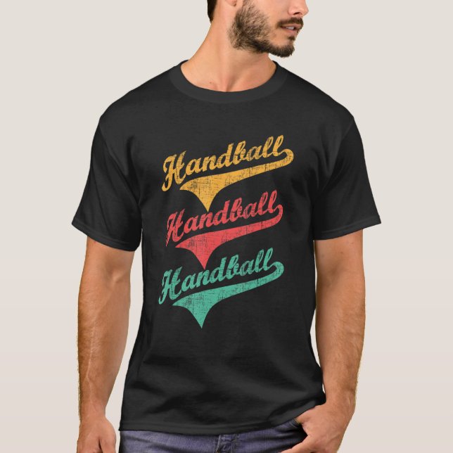 Handball - Retro Handball Player Athletic Sports E T Shirt (Framsida)