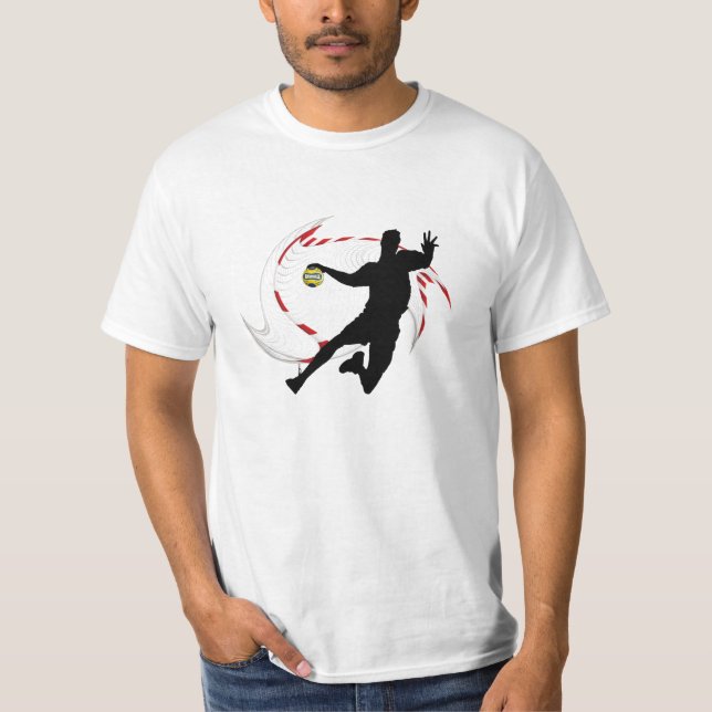 Handball sophisticated design of player and goal t-shirt (Framsida)