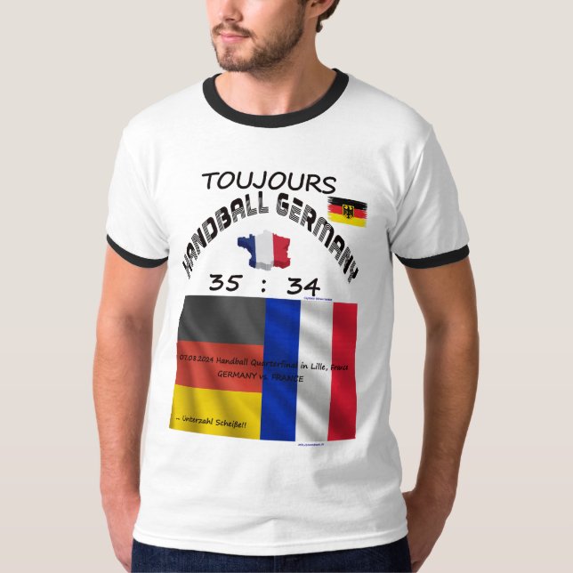 Handball-spel Tyskland jämfört med Frankrike Handb T Shirt (Framsida)