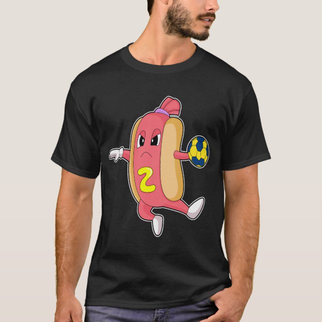 Handball-spelare för Hotdog Handball T Shirt (Framsida)