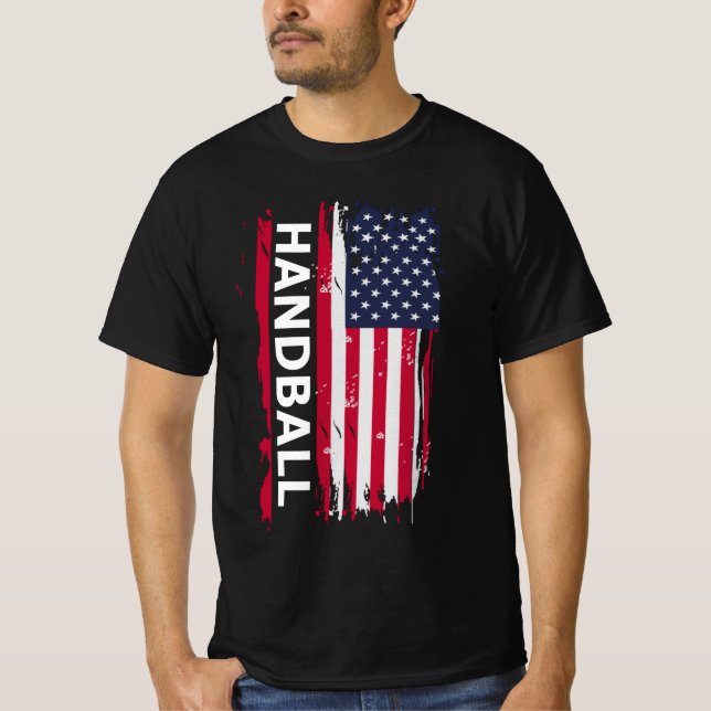 Handball USA flagga för amerikanska spelare, bussa T Shirt (Framsida)
