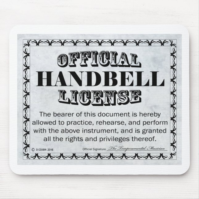 Handbell-licens Musmatta (Framsidan)