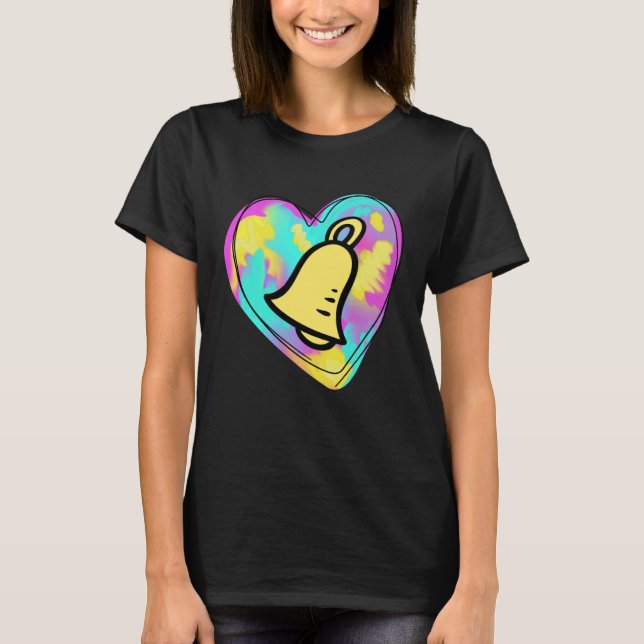 Handbell Ringer Multicolored Painted Heart T Shirt (Framsida)