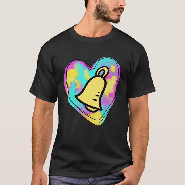 Handbell Ringer Multicolored Painted Heart T Shirt (Framsida)