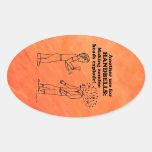Handbells Zombie Explode Oval Sticker Ovalt Klistermärke