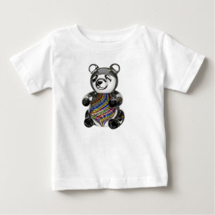Handblåst glas panda med virvlar t shirt