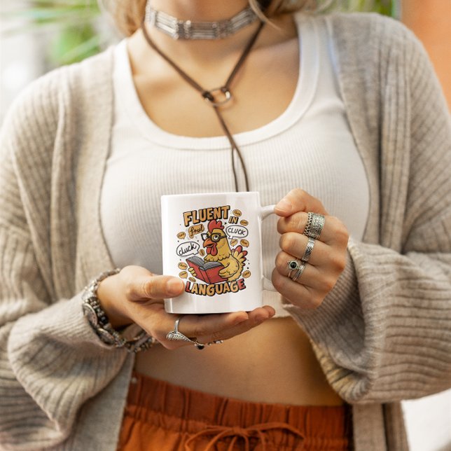 Handbok för fluent i Fowl Language Chickens Kaffemugg (Skapare uppladdad)