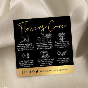 Handbok för Logotypen Fresh Flowers Black & Guld Fyrkantigt Visitkort