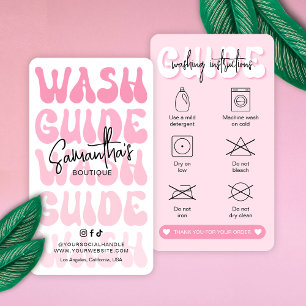Handbok för Tvättande av Retro Rosa Tvätt Care Gui Visitkort