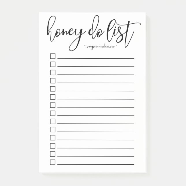 Handbokad honung Do List-Personlig Post-it Block (Framsida)