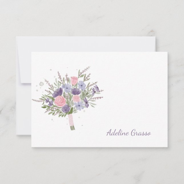 Handboken Bouquet Personlig Notecard Tack Kort (Framsida)