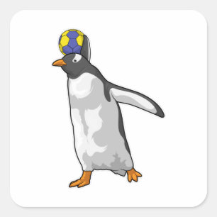 Handboll för penguin Handball-spelare Fyrkantigt Klistermärke