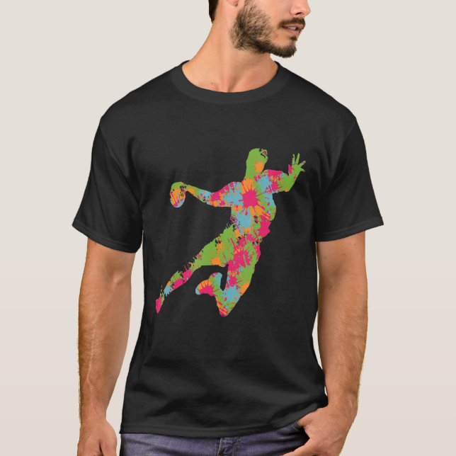 Handbollshandbollsspelaren Goalkeeper-pivottecken T Shirt (Framsida)