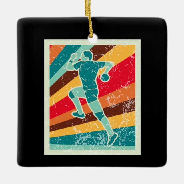 Handbollsspelare Retro   Julgransprydnad Keramik (Framsida)