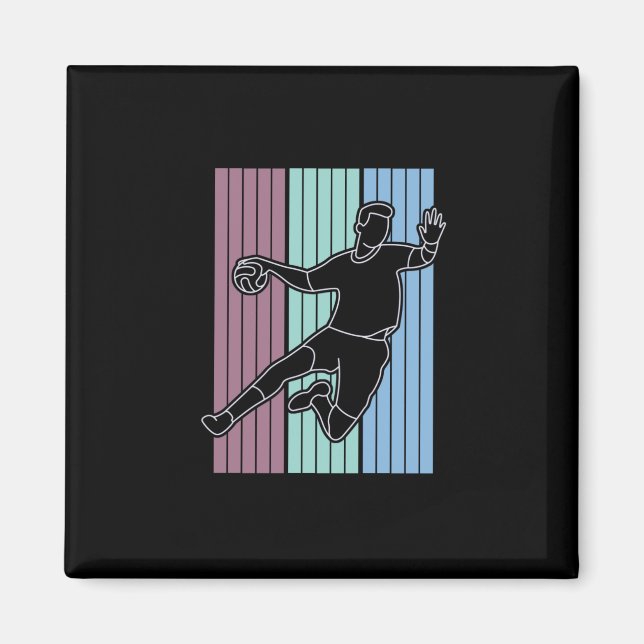 Handbollsspelare Retro Magnet (Framsidan)