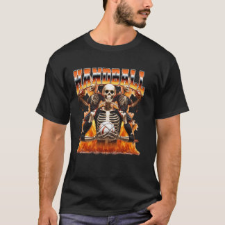 Handbollsspelare Skelett 90-Tals Bootleg Stil T Shirt