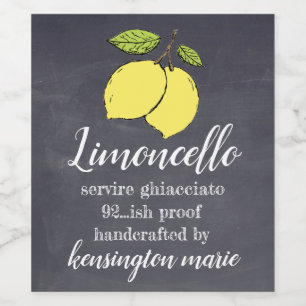Handcrafted högväxt flaska för Limoncello svart Vinflaska Etikett
