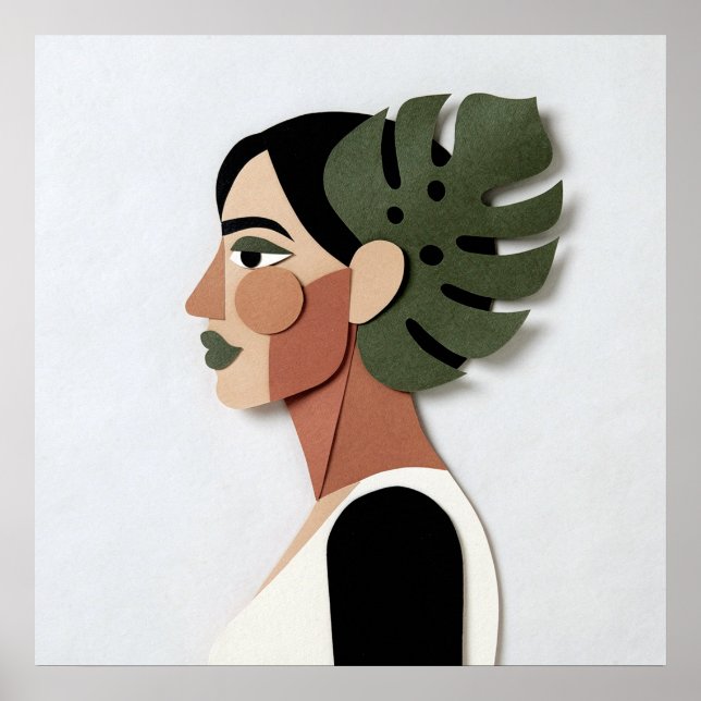 Handcrafted Paper-Cut Portrait in Forest Poster (Framsidan)
