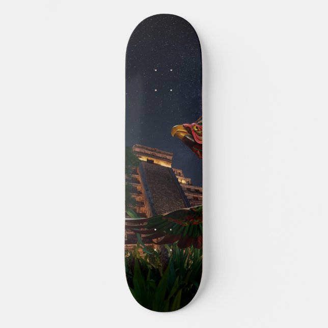 Handcrafted Pheasant and the Teotihuacán Pyramid:  Mini Skateboard Bräda 18,5 Cm (Framsida)