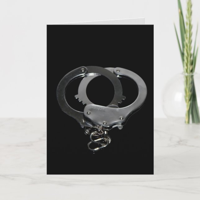 HANDCUFFS ROMANTIC KINKY GREETING CARD KORT (Framsida)