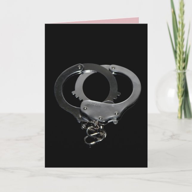 HANDCUFFS ROMANTISKA FÅNGARE PÅ KÄRLEK GREETINGKOR KORT (Framsida)