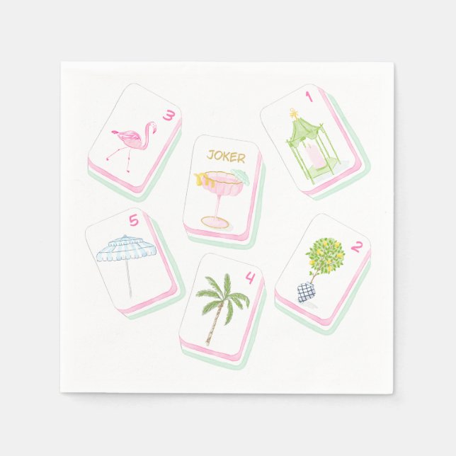 Handdesignad Palm Beach Mahjong-fest Pappersservett (Framsidan)