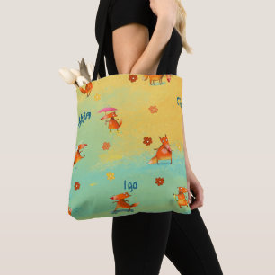 Handdesignad vattenfärgsbild Illustration Funny Fo Tygkasse