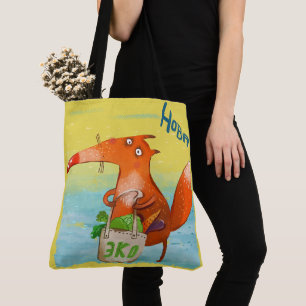 Handdesignad vattenfärgsbild Illustration Funny Fo Tygkasse